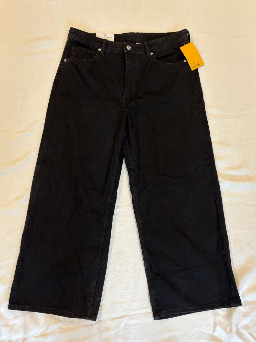 NWT H&M Wide Leg High Waist Cropped Black Jeans Size 12 &DENIM